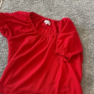 Red Madewell Puff Sleeve Top